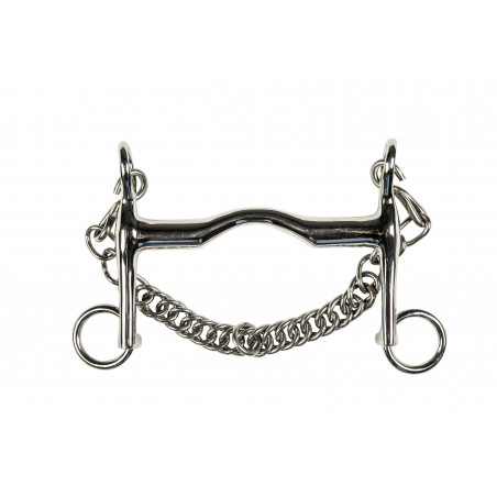 Bocado de filete en acero inoxidable 16 mm cadena 7 cm HKM