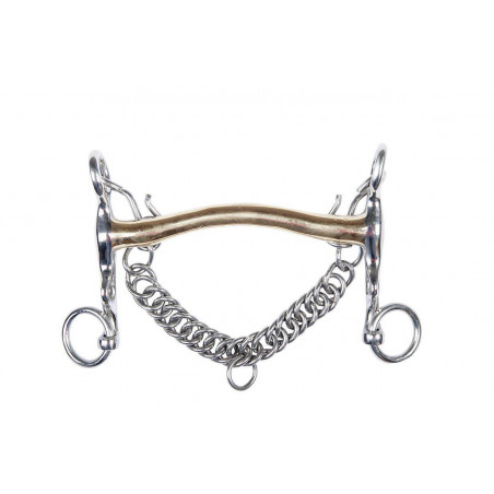 Mordaza de embocadura de maillechort 16 mm cadena 5 cm HKM