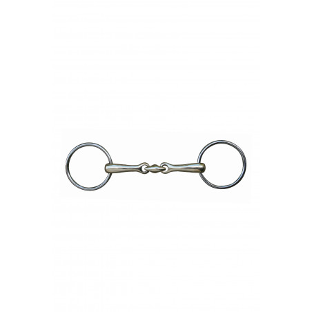 Mordedura de doble rotura HKM 16 mm de maillechort con anillas de acero inoxidable