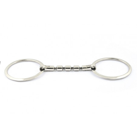 Muserola de 2 anillas planas de 90 mm Jump'In bloqueada con rodillos