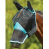 Máscara anti-moscas Weatherbeeta ComFiTec Deluxe Fine Mesh con orejas y nariz - Negro / turquesa