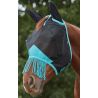 Máscara antimoscas Weatherbeeta ComFiTec Deluxe Mesh con orejas y flecos - Negro / turquesa