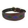 Collar para perro Weatherbeeta de cuero Polo Lurcher - Marrón beaufort / rosa / azul verdoso