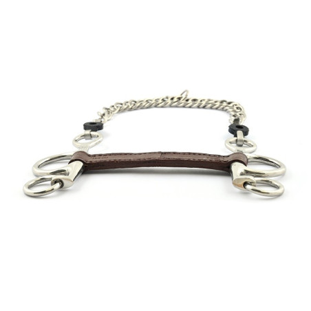 Muserola Jump'In de cuero Pelham ramas pequeñas rectas