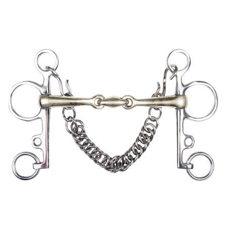 Pelham de alpaca HKM 16 mm, cadena de 7 cm