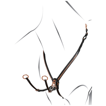 Pechopetral con clincher y horquilla de cuero oro rosa Equestro