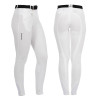 Pantalón de mujer Selene con grip en las rodillas de algodón elástico Equestro - Blanco