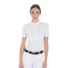 Polo ajustado de algodón plisado de manga corta para mujer Equestro - Blanco