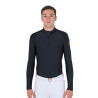 Polo de entrenamiento ajustado de manga larga para hombre Equestro - Negro