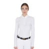 Langarm-Poloshirt aus technischem Fleecestoff Damen Warm+ Equestro - Blanco