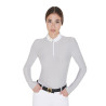 Langarm-Poloshirt aus technischem Fleecestoff Damen Warm+ Equestro - Gris
