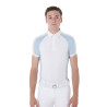 Polo de concurso ajustado de manga corta para hombre con 4 botones Equestro - Cielo azul