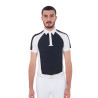 Polo de concurso ajustado de manga corta para hombre con 4 botones Equestro - Americana marina