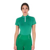 Polo de entrenamiento técnico ajustado con cremallera para mujer Equestro - Verde ultramar