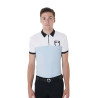 Polo de entrenamiento bicolor ajustado de manga corta con cremallera para hombre Equestro - Azul cielo / blanco