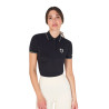 Polo de entrenamiento ajustado de tejido transpirable para mujer Equestro - Negro