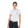 Polo de entrenamiento ajustado de tejido transpirable para mujer Equestro - Blanco