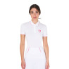 Polo de entrenamiento ajustado de tejido transpirable para mujer Equestro - Blanco / madreselva