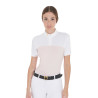 Polo entallado de tejido técnico y malla de manga corta para mujer Equestro - Rosa