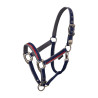 Cabezada de nailon con ramal Red Trim Equestro - Marino / rojo / gris
