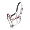 Cabezada de nailon con ramal Red Trim Equestro - Blanco / rojo / gris