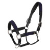 Cabezada de cuero con inserciones de nailon trenzado Equestro - Negro / azúl marino