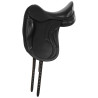 Silla de doma de faldón único de cuero Lusiana Equestro - Negro