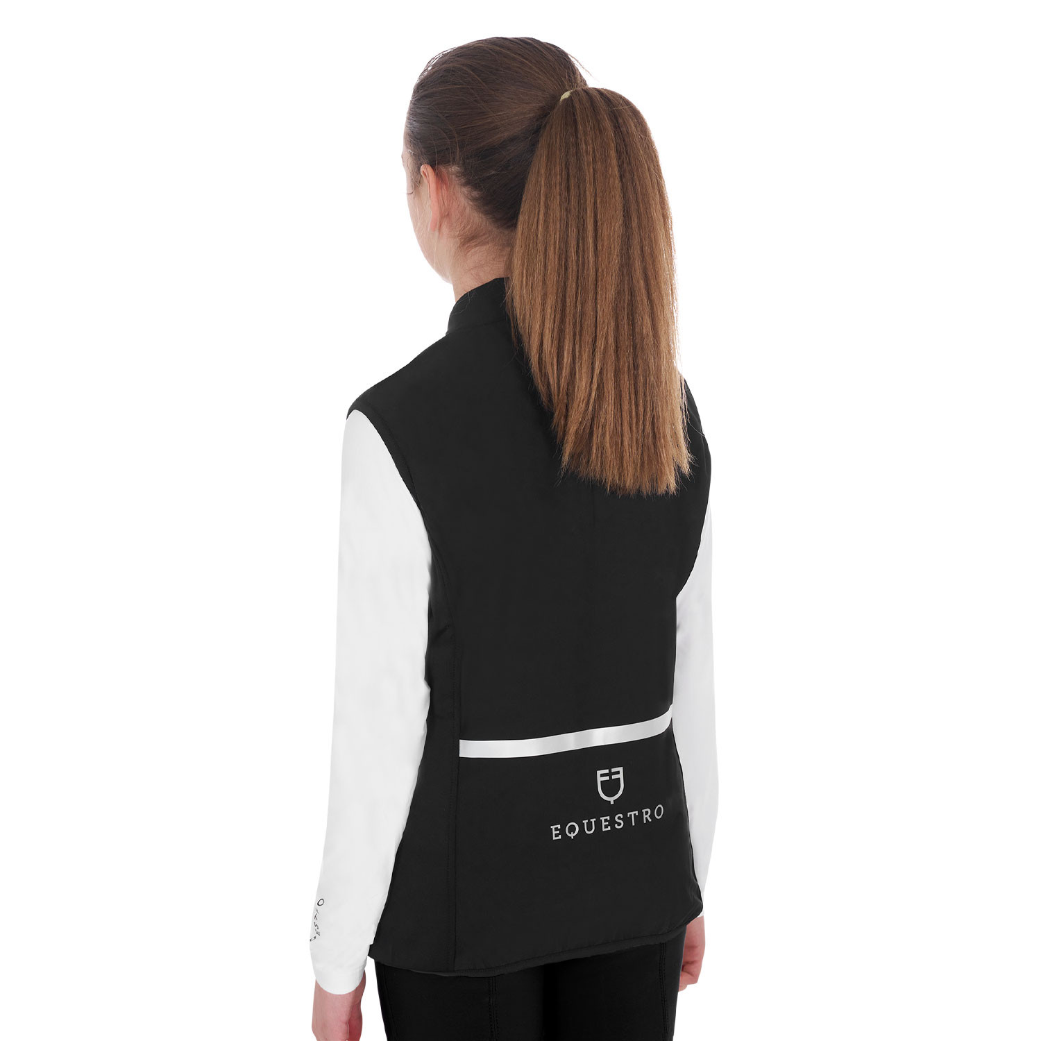 Veste sans manches fille cintrée en tissu technique Equestro Negro