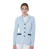 Chaqueta de concurso perforada para mujer con 4 botones Equestro - Cielo azul