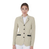 Chaqueta de concurso perforada para mujer con 4 botones Equestro - Oxford tostado