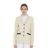 Chaqueta de concurso perforada para mujer con 4 botones Equestro - Beige