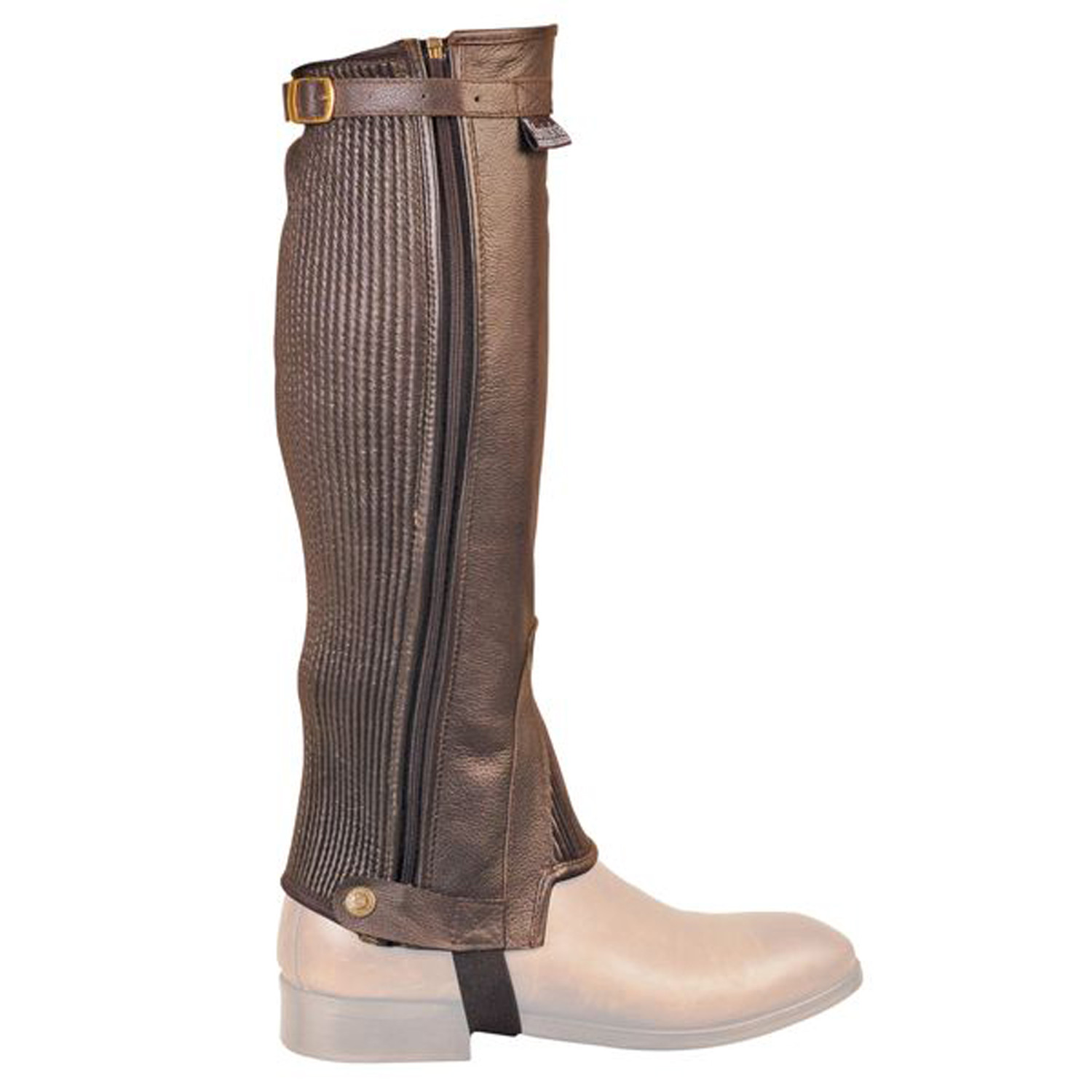 Mini-chaps de cuero flexible con fuelle Umbria Equitazione Castaño Marrón Mini-chaps de cuero flexible con fuelle Umbria Equitazione Castaño Marrón