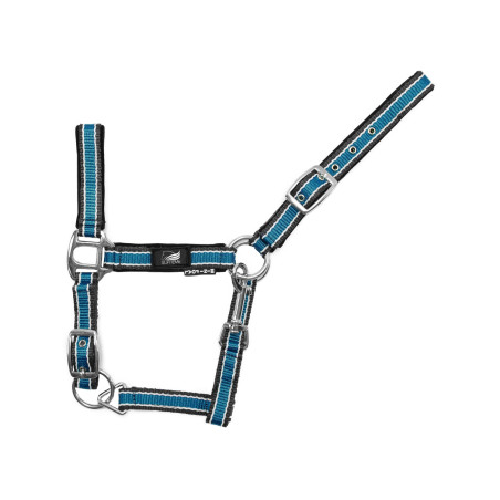 Cabezada para potro de nailon bicolor ajustable con mosquetón Supreme