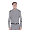 Polo de entrenamiento de manga larga para hombre corte ajustado Equestro - Gris escarchado