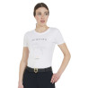 Camiseta entallada para mujer de salto de obstáculos con strass Equestro - Blanco
