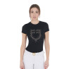 Camiseta ajustada rosa con strass para mujer Equestro - Negro