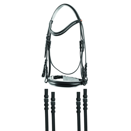 Brida de doma de cuero con piedras JM