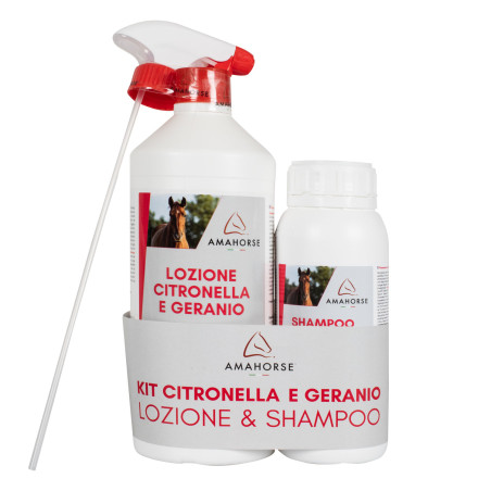 Kit loción de citronela y geranio 1L + champú de citronela 500 ml Umbria Equitazione