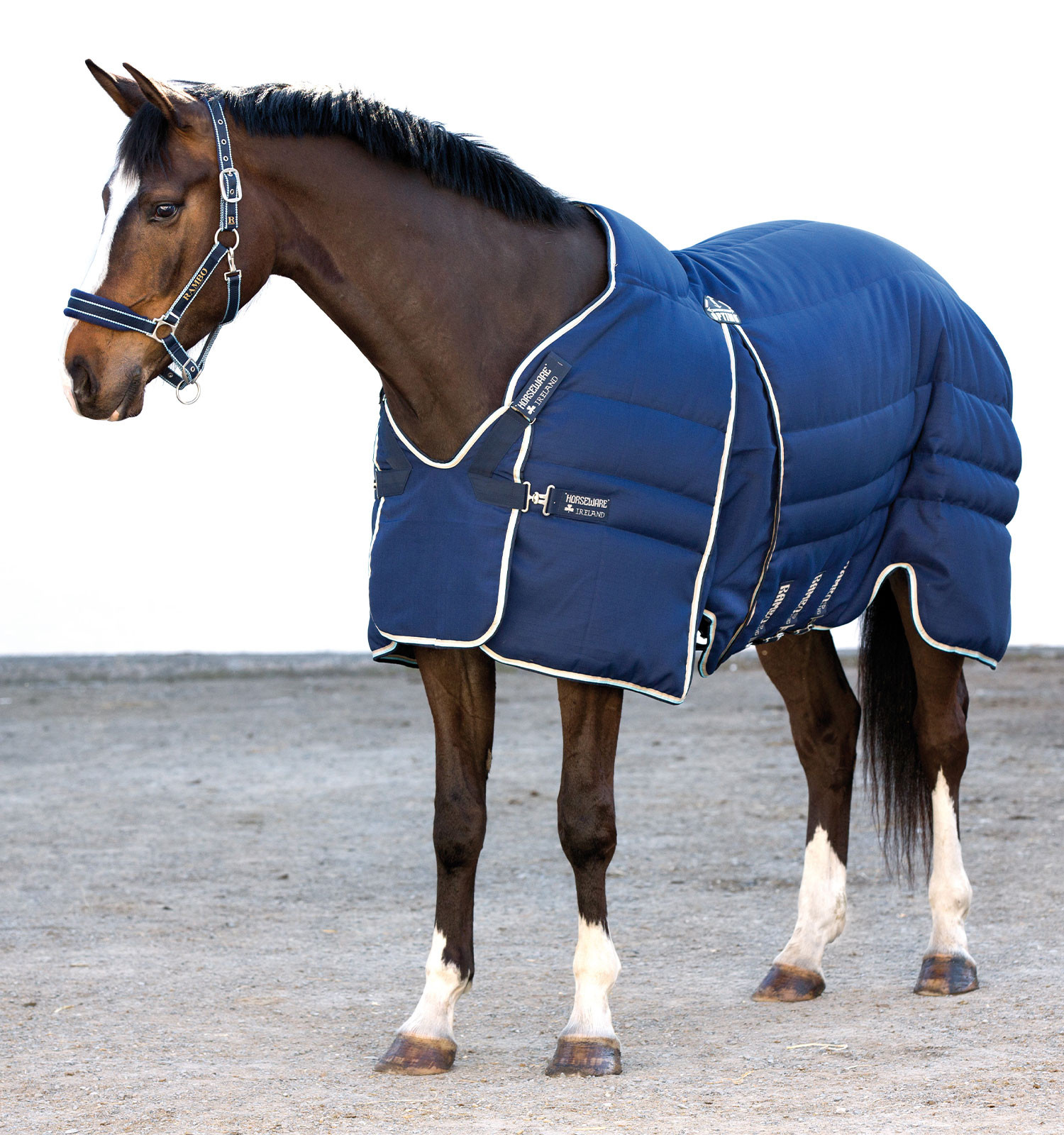 Manta de cuadra Horseware Rambo® Optimo 400g Marino / beige / azul / marino Azul marino