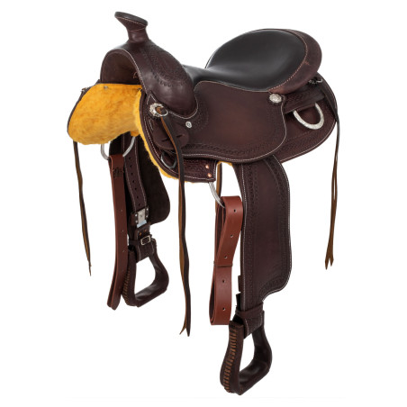 Silla western adornos de acero inoxidable cuero graneado y estampado serpiente 2817 Denver