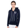 Sudadera para mujer con cremallera frontal en interlock Equestro - Blazer marino / blanco