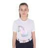 Camiseta para niña con estampado de caballo en interferencia Equestro - Blanco