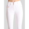 Pantalón de montar Molly Yati para mujer de talle alto - Blanco / oro rosa