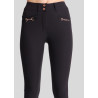 Pantalón Montar Molly Yati mujer talle alto full grip - Negro / oro rosa