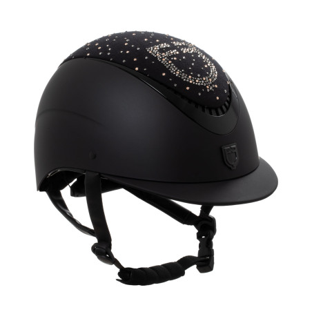 Casco mate con visera estrecha y logotipo con strass homologado EN 1384-2023 Equestro