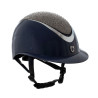 Casco Star con amplia visera y strass homologado EN 1384-2023 Equestro - Navy blue / plata