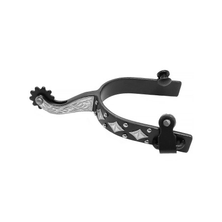 Espuelas western Pool's negras con decoraciones de acero inoxidable