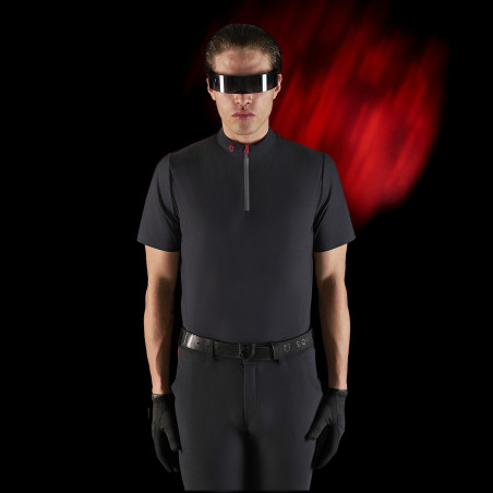 Polo de entrenamiento para hombre Equestro Ridertechnology de manga corta con cremallera