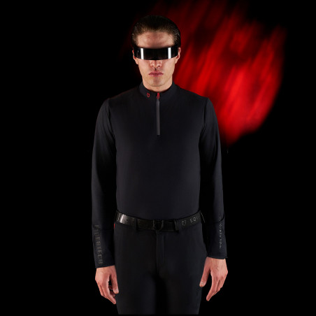Polo de entrenamiento para hombre Equestro Ridertechnology de manga larga con cremallera