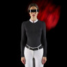 Polo de concurso para mujer Equestro Ridertechnology de manga larga con cremallera - Negro
